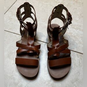 Michael Kors Brown Leather Strappy Sandals